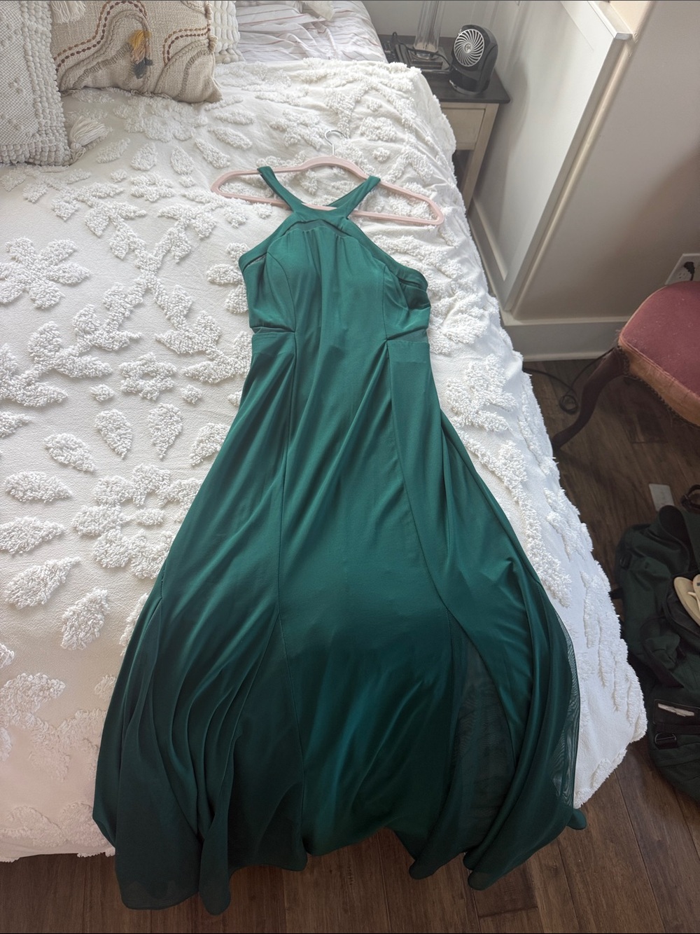 Emerald Green Halter Prom or Wedding Guest Dress